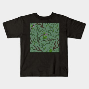 Green deep dark forest. Saturated dark pattern. Kids T-Shirt